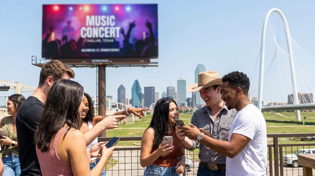 People watching entertainment updates on mobile phones in Dallas